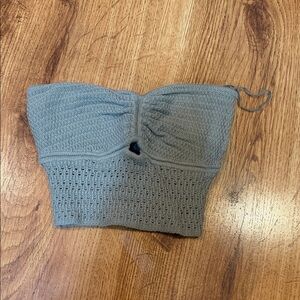 American Eagle Outfitters Sage Green Knit Strapless Crop Top